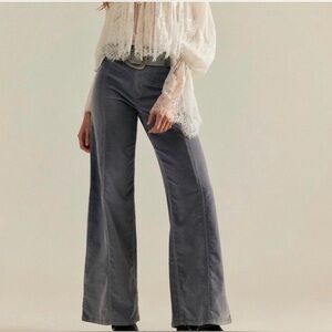 We The Free Libra Wide Leg Cord Jeans in Mockingbird (light gray)